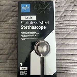 Medline Black Stainless Steel Stethoscope
